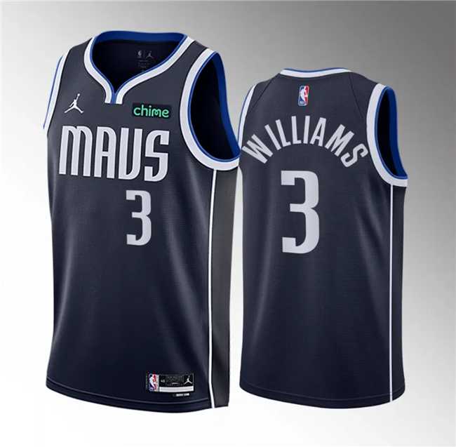 Men%27s Dallas Mavericks #3 Grant Williams Navy Statement Edition Stitched Basketball Jersey Dzhi